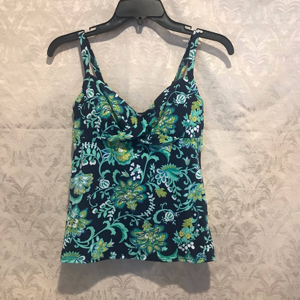 Tankini Top Bikini Paisley Floral 2 XS Underwire Swim Bathing Suit Padded Cami